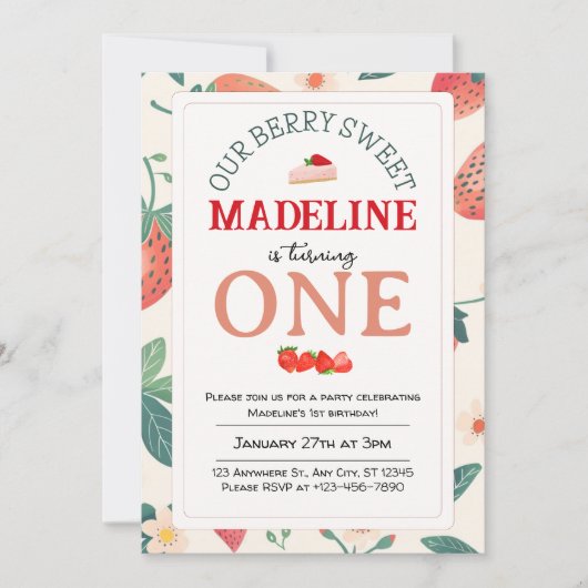 Onze Berry Sweet verjaardagsuitnodiging Kaart (Voorkant)