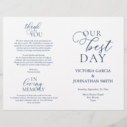 Onze beste dag, huwelijksfeestelijke programma's (Voorkant)