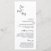 Onze beste dag, modern minimalistisch huwelijkspro programmakaart (Voorkant)