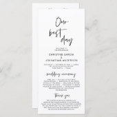 Onze beste dag, modern minimalistisch trouwprogram programmakaart (Voorkant / Achterkant)