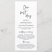 Onze beste dag, modern minimalistisch trouwprogram programmakaart (Voorkant)