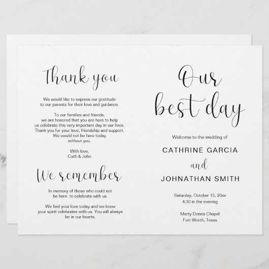 Onze beste dag, Modern Wedding Foldable Programma (Voorkant / Achterkant)