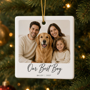 Onze Beste Jongen Gepersonaliseerde GezinsHond Fot Keramisch Ornament