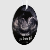 Onze beste kerstcadeaukaartje blauw Ultrasound fot Ornament (voorkant)