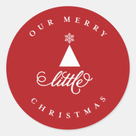 Onze blije kleine kerst Mooie baby 1e kerstfeest Ronde Sticker