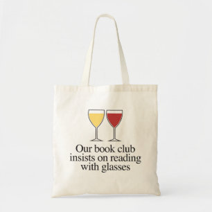 Onze boekenclub dringt bij de lezing met glazen tote bag