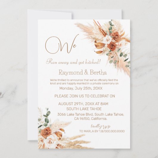 Onze Bohemian Elopement Aankondiging (Voorkant)