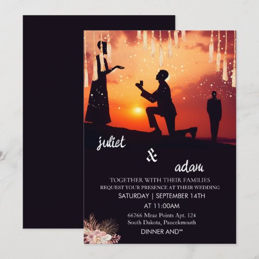 Onze boho rustieke moderne elegante Twilight bruil Kaart (Voorkant / Achterkant)