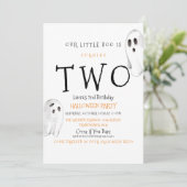 Onze Boo is twee, Cute Ghost Halloween Uitnodiging (Staand voorkant)