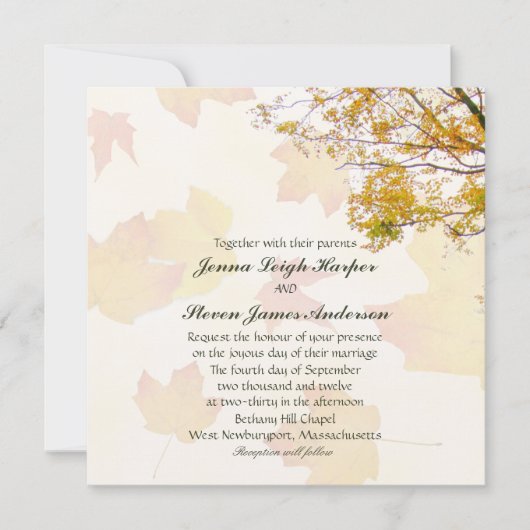 Onze boom in de Herfst Plein Uitnodiging van de br (Voorkant)