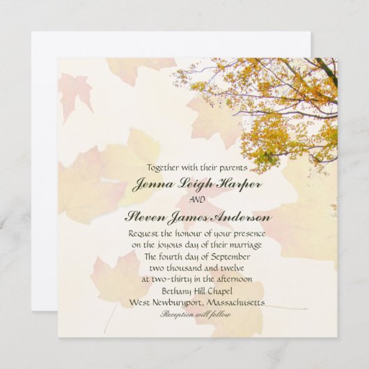 Onze boom in de Herfst Plein Uitnodiging van de br (Voorkant / Achterkant)