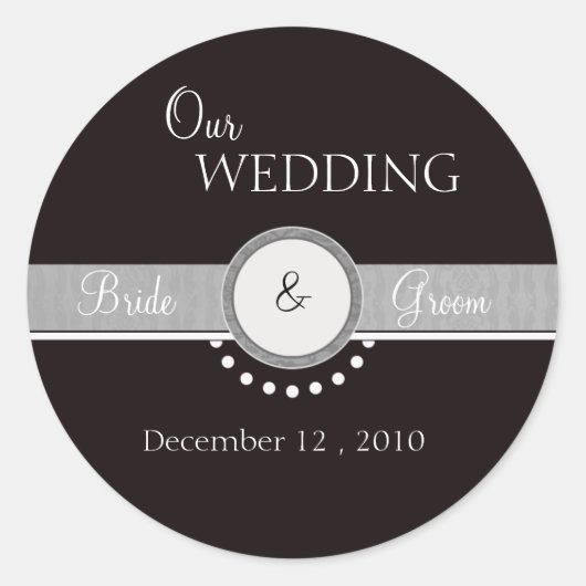 Onze bruiloft - Black Elegance Ronde Sticker (Voorkant)