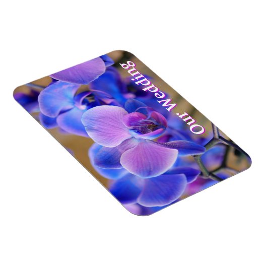 Onze bruiloft Blauw en Roze Orchid Magnet Magneet (Rechterzijde)