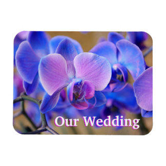 Onze bruiloft Blauw en Roze Orchid Magnet Magneet