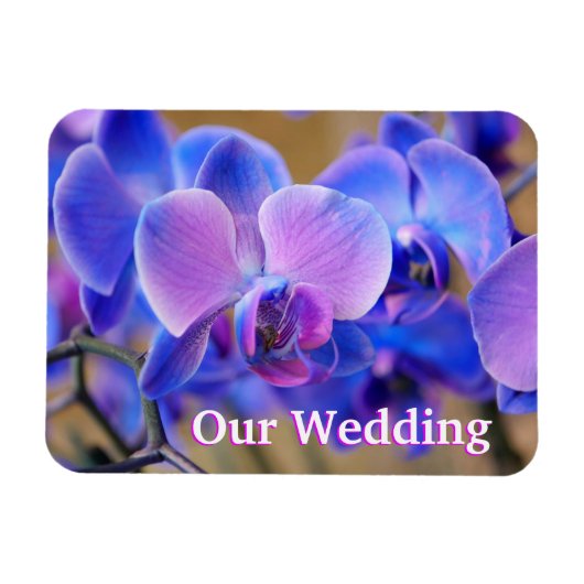 Onze bruiloft Blauw en Roze Orchid Magnet Magneet (Horizontaal)