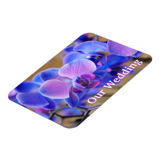 Onze bruiloft Blauw en Roze Orchid Magnet Magneet