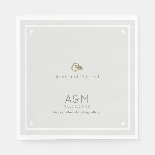 Onze bruiloft bord grijs receptie feest servetten (Voorkant)