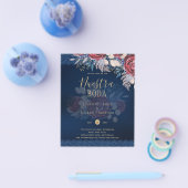Onze Bruiloft Bourgondië Blauwe Bloemslinger KANT  Flyer (Enkel)
