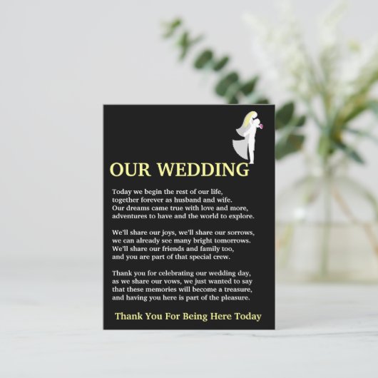 Onze bruiloft briefkaart (Staand voorkant)