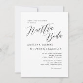 Onze Bruiloft Calligrafie & Foto Bruiloftsinvitati Kaart (Voorkant)