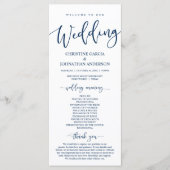 Onze bruiloft-ceremonie, Classy Navy Blue-programm Programmakaart (Voorkant)