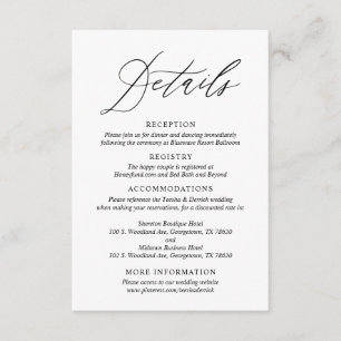 Onze bruiloft details, moderne Boho bruiloft Informatiekaartje