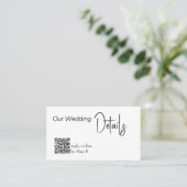 Onze bruiloft Details RSVP Bruiloft Budget QR Code Visitekaartje (Staand voorkant)