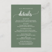 Onze bruiloft details, rustieke bos salie groen informatiekaartje (Voorkant)