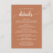 Onze bruiloft details, rustieke koper roest bruin informatiekaartje (Voorkant)