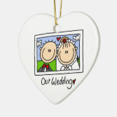 Onze bruiloft- en bruidehemden en -cadeautjes keramisch ornament (Links)