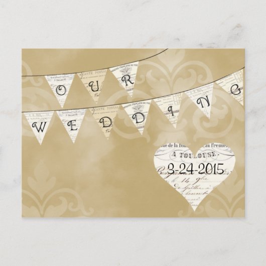 ONZE BRUILOFT  Franse Bunting Save the Date Aankondigingskaart (Voorkant)