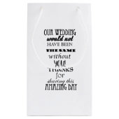 Onze bruiloft geschenkzak - klein, glanzend klein cadeauzakje (Achterkant)
