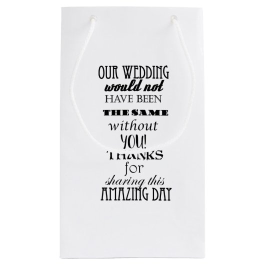 Onze bruiloft geschenkzak - klein, glanzend klein cadeauzakje (Achterkant)