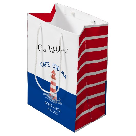 Onze bruiloft geschenkzak - klein, glanzend medium cadeauzakje (Voorkant Gekanteld)