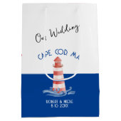 Onze bruiloft geschenkzak - klein, glanzend medium cadeauzakje (Achterkant)