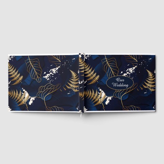 Onze bruiloft Gold Foil Tropische bladeren Gastenboek (Volledig)