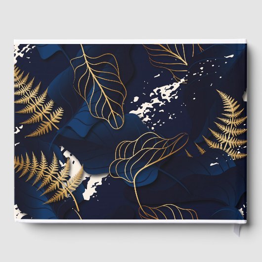 Onze bruiloft Gold Foil Tropische bladeren Gastenboek (Achterkant)