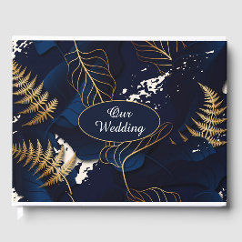 Onze bruiloft Gold Foil Tropische bladeren Gastenboek