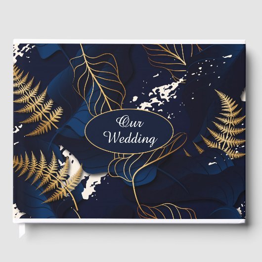 Onze bruiloft Gold Foil Tropische bladeren Gastenboek (Voorkant)