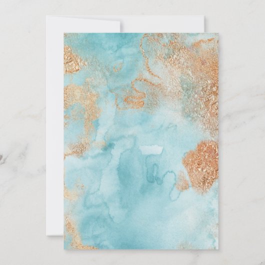 Onze bruiloft Gold Turquoise Abstracte bruiloft Kaart (Achterkant)