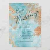 Onze bruiloft Gold Turquoise Abstracte bruiloft Kaart (Voorkant / Achterkant)