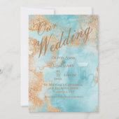 Onze bruiloft Gold Turquoise AbstractElegant Weddi Kaart (Voorkant)