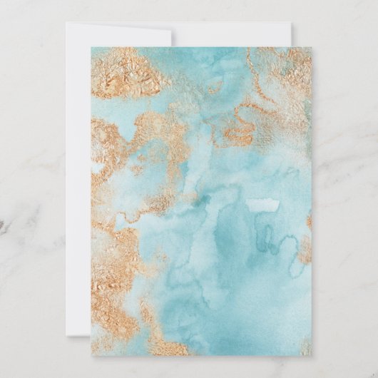 Onze bruiloft Gold Turquoise AbstractElegant Weddi Kaart (Achterkant)