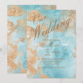 Onze bruiloft Gold Turquoise AbstractElegant Weddi Kaart (Voorkant / Achterkant)