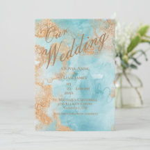 Onze bruiloft Gold Turquoise AbstractElegant Weddi