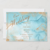 Onze bruiloft Gold Turquoise Modern Elegant Weddin Kaart (Voorkant)