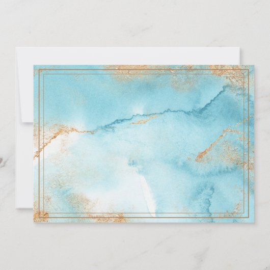 Onze bruiloft Gold Turquoise Modern Elegant Weddin Kaart (Achterkant)