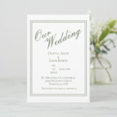 Onze bruiloft 'Green Modern Elegant Wedding' Kaart (Staand voorkant)