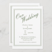 Onze bruiloft 'Green Modern Elegant Wedding' Kaart (Voorkant / Achterkant)