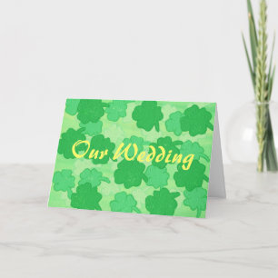 Onze bruiloft, groene shamrock uitnodigingen, sjab